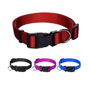  Adjustable Classic Dog Training Collars Solid Colors Reflective Dog Collar Manufactures