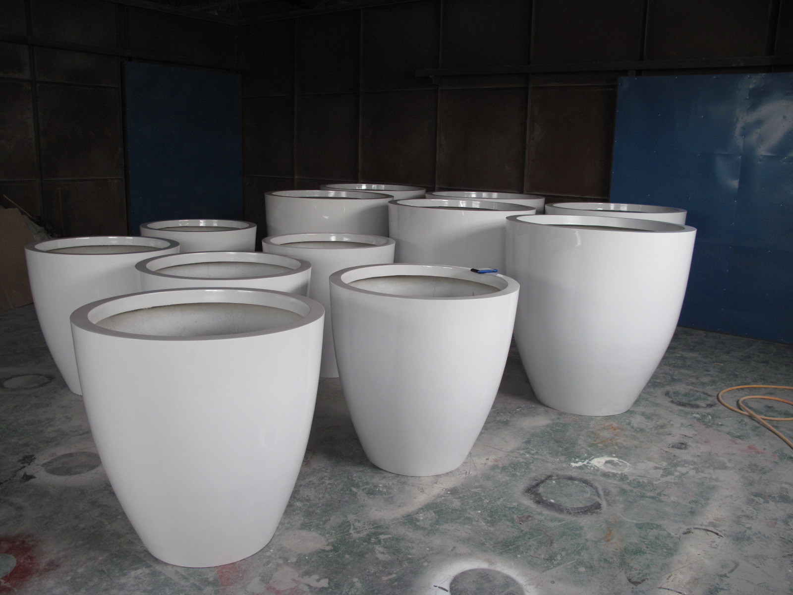 Nordic Modern Fiberglass Garden Planter Marble Color Indoor And Outdoor