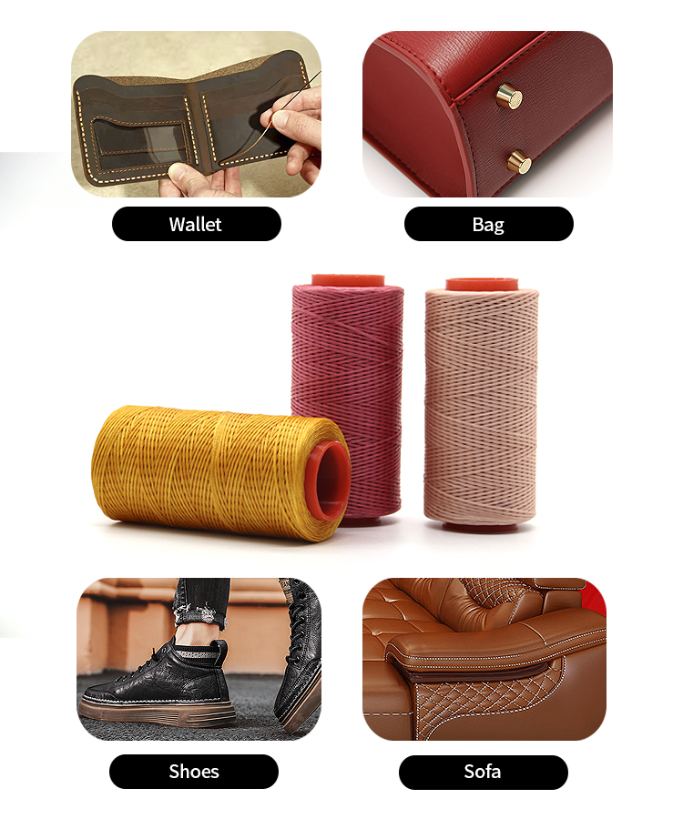 150d 260m 0.8mm Flat Waxed Thread for Leather Sewing Kangfa Free Sample Free Shipping