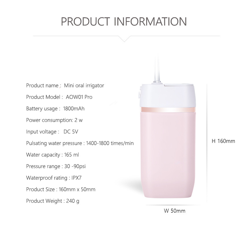 30-90PSI Mini Water Flosser Travel Home With Detachable Nozzle