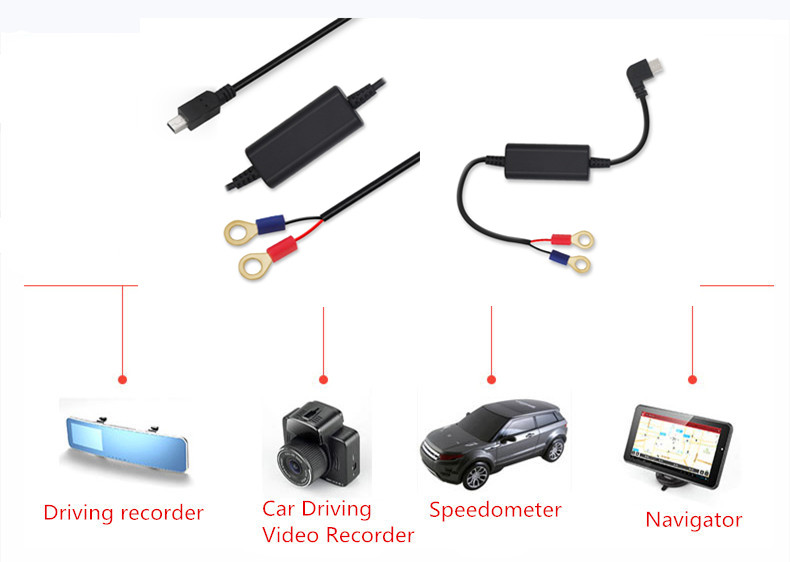 Mini USB 12V To 5V Car Charger Cable For Dash Cam Kit Hard Wire Kit Customized