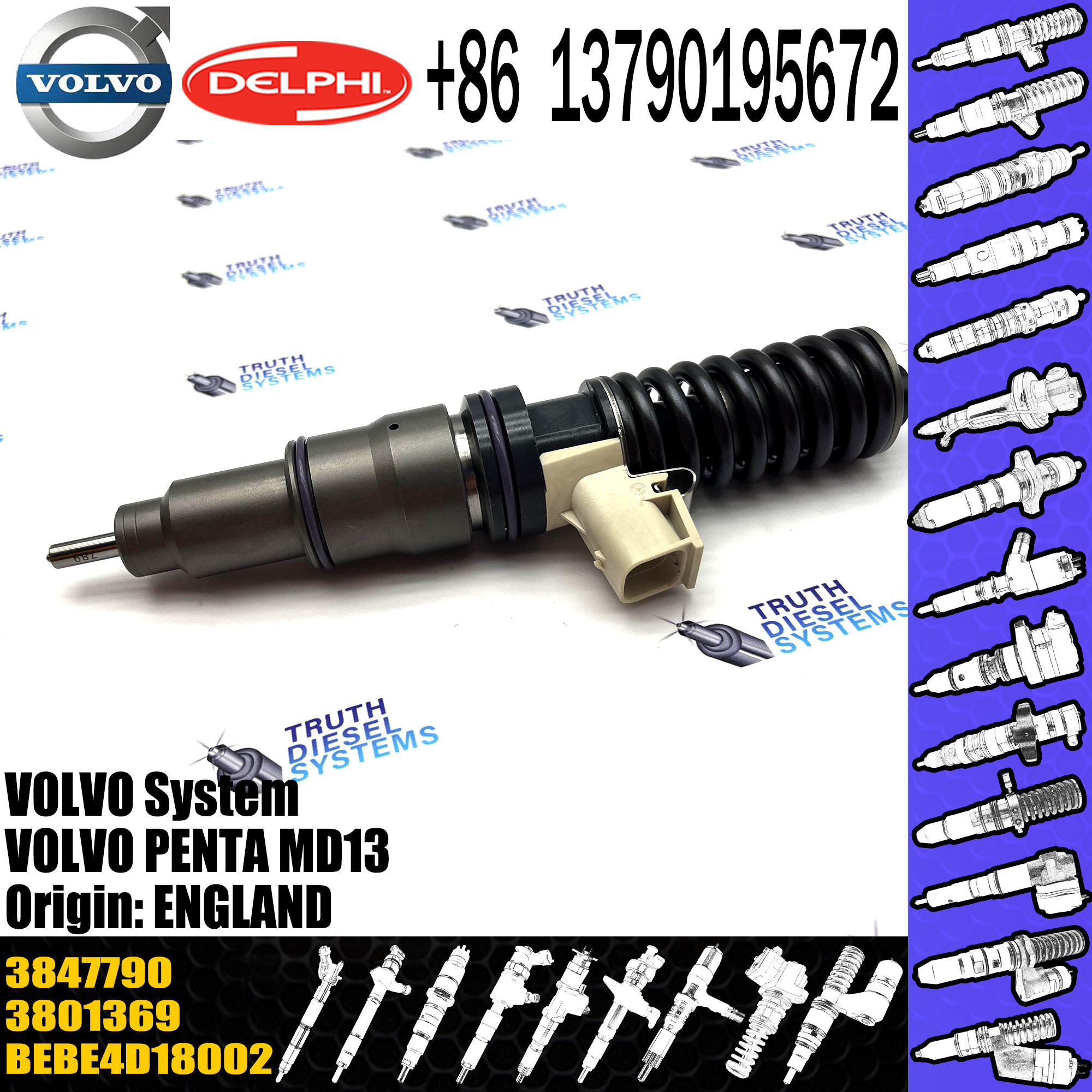 MD13 Diesel Engine Fuel injector BEBE4D18002 3801369 3847790 for VOL penta P1468