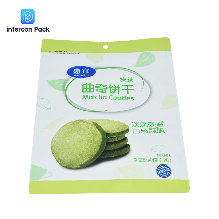 Custom Printed Upright Zipper Bag Christmas Dessert Green Cookies And Environmental Protection Material Packaging Bag