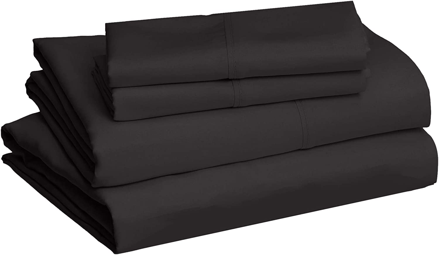 Sustainable Microfiber 4 Piece Bed Sheet Set with 14-Inch Deep Pockets Queen Black Solid