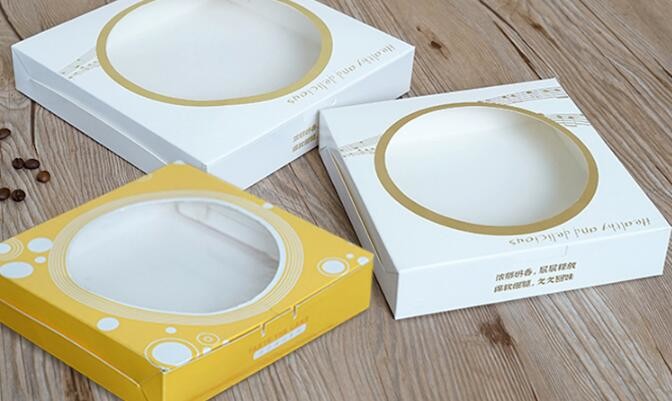 Wholesale custom Paper Cookies packing Cake Box with PVC window,Wholesale Plastic Square Birthday Wedding Packaging Clea
