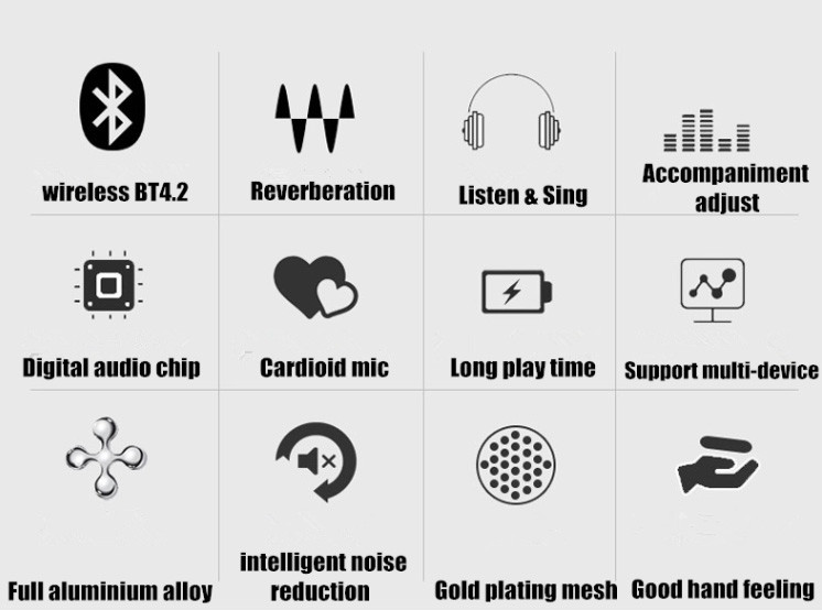 32GB Micro SD Card Bluetooth Speaker 2000Ah Battery 4 In 1 Karaoke Microphone