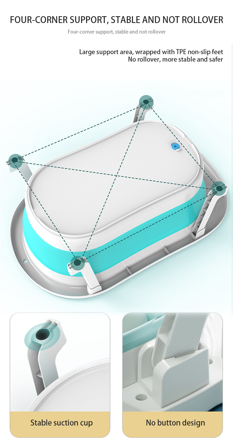PP TPE Folding Baby Bath Tub Environmental friendly Pink Blue Open size 79*21cm