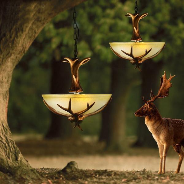 American Vintage Style Resin Antler Chandelier Ceiling Deer Horn Pendant Lights