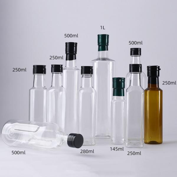 Quality Olive Oil Vinegar Plastic Bottle With Screw Cap Square 8.8oz for sale