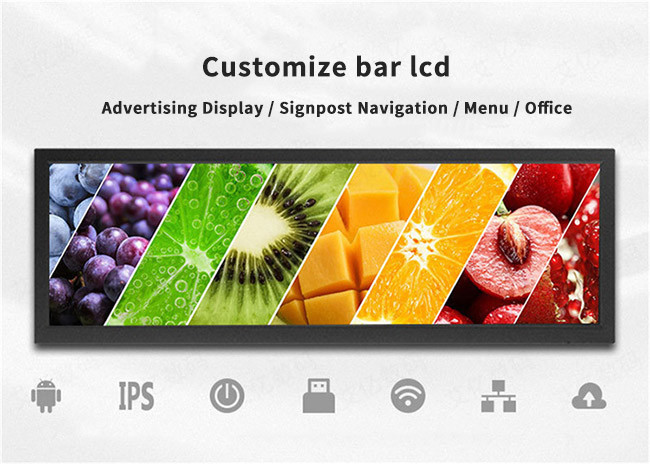 Custom Stretched Bar LCD Display 1920x540 Multiple Size Supermarket Shelves LCD Advertising Screen