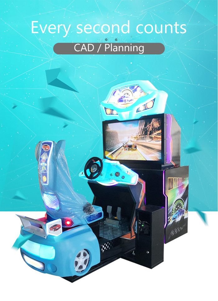 Coin Operated Racing Car Arcade Machine Driving Simulator For Amusement Park