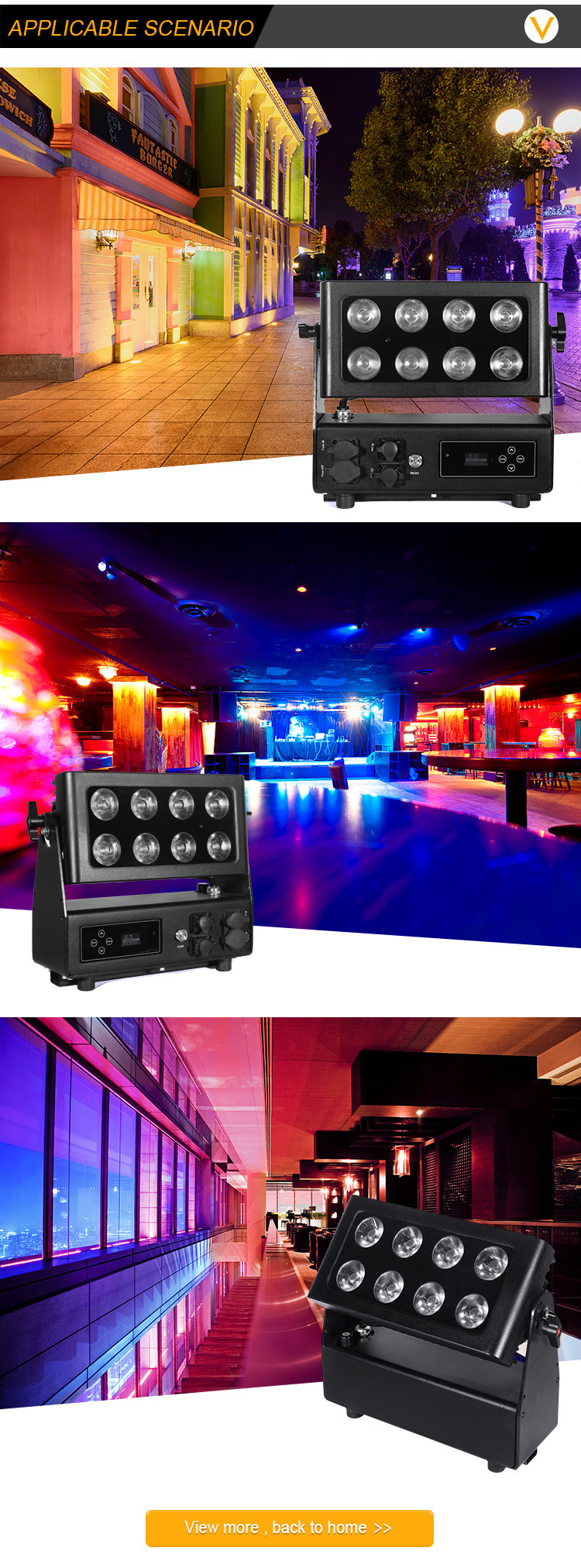 Waterproof Battery Powered City Color Wash lighting Projector 8X15W RGBW leds DMX512 Control led stage lights