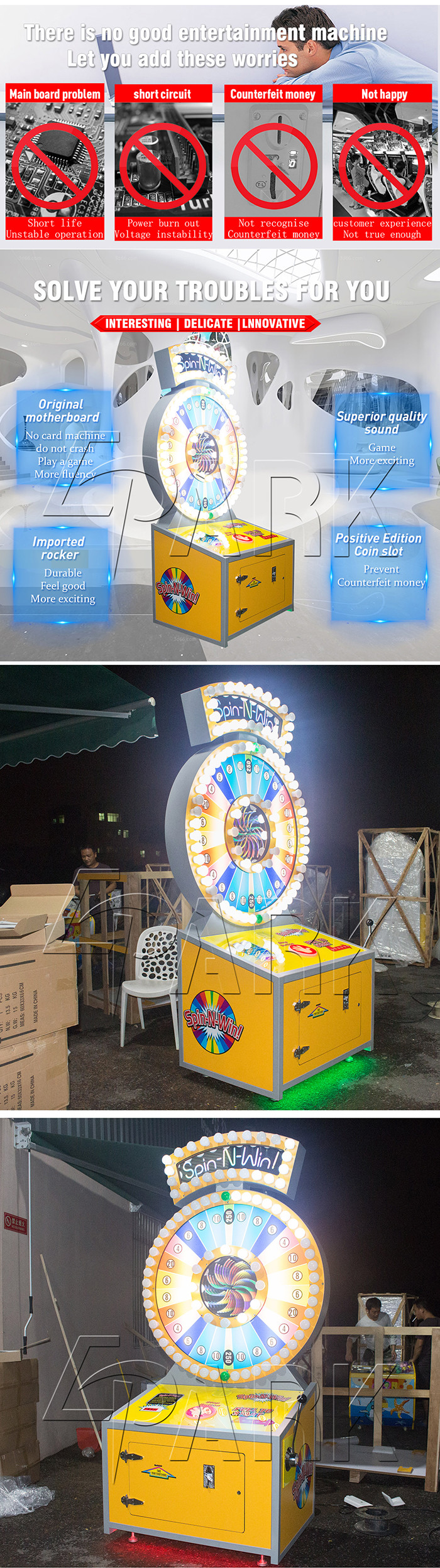 Epark Spin N Win Video Entertainment Equipment / Coin Amusement Game Machine
