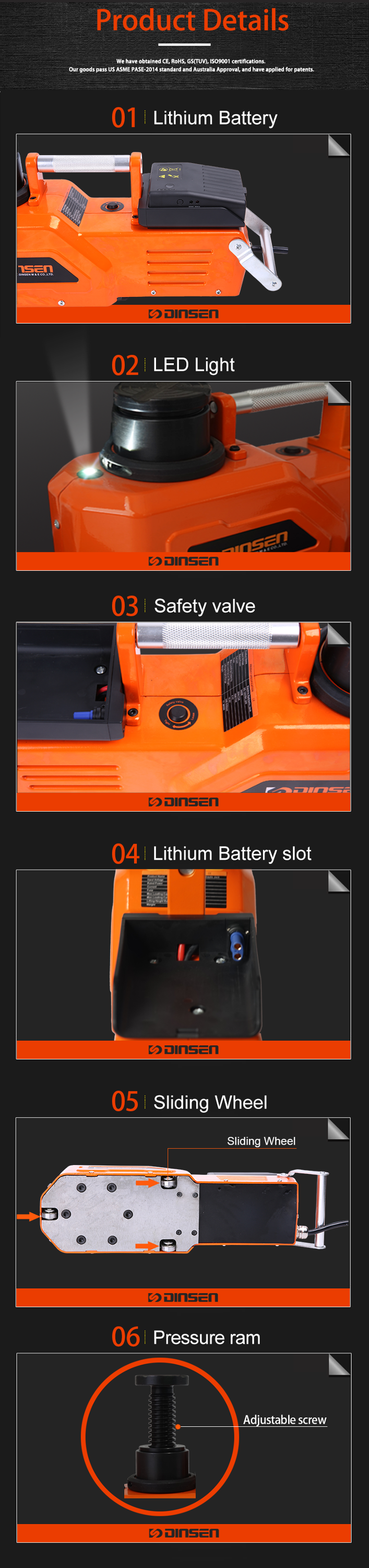 SUV 12 Volt Electric Hydraulic Portable Car Jack ISO9001 Approved