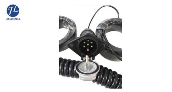 7 Pin To 4 Way Curly Trailer Extension Cable , Rear View Camera Cable Weatherpro
