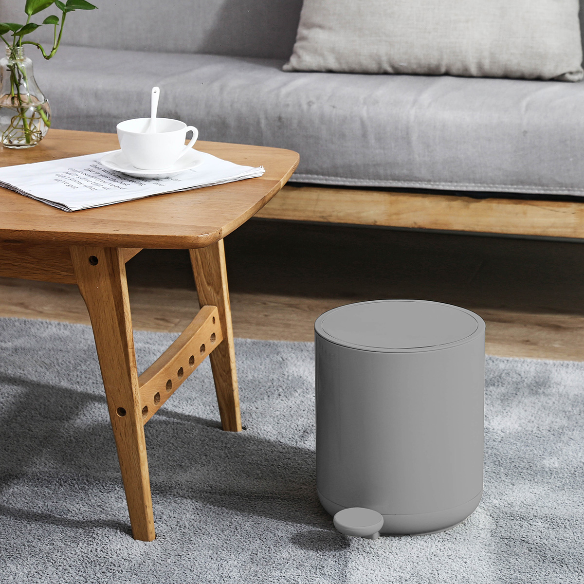 Contemporary Living Room Organizer Step On Garbage Can With Soft Close
