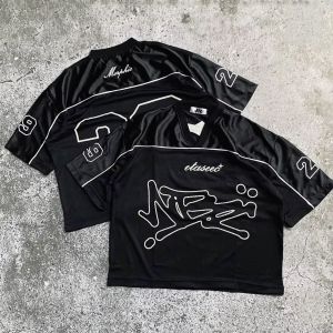 Custom Printing Polyester Oversized Vintage Boxy Retro Soccer Football Jersey V Neck Mesh Men'S T-Shirts Streetwear Summer