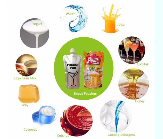 Custom Printing Stand Up 500Ml Reusable Plastic Spout Bag for Jucie Packing