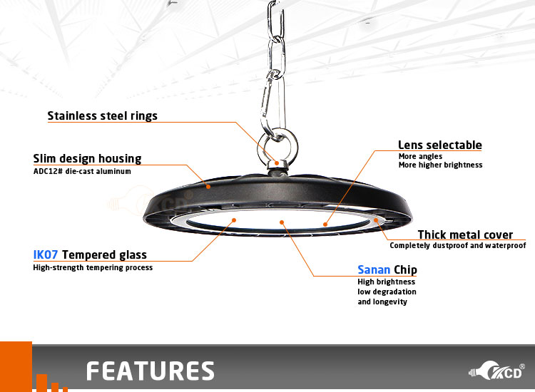 50000h Life Aluminum Heatsink 90W Industrial LED High Bay Light