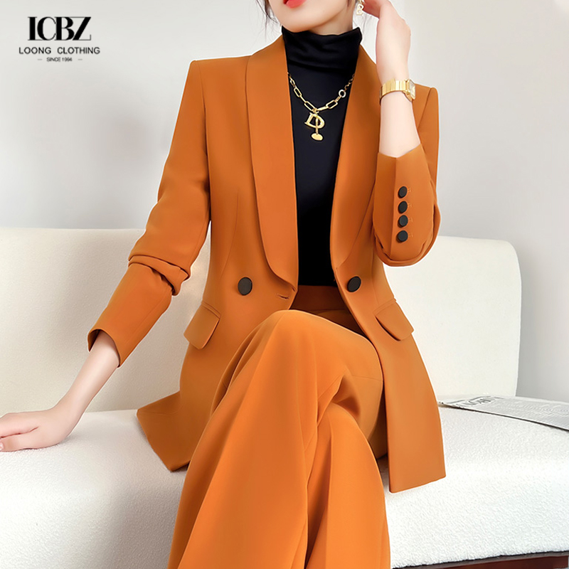 Spandex / Bamboo Fiber High Cut V-Neck White Business Formal Pants Suits for Women