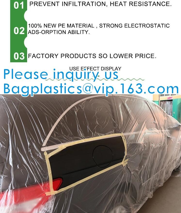 Pe Plastic Masking Film For Auto/Car/Boat Painting Plastic Masking Film For Car Painting Car Protective HDPE Film