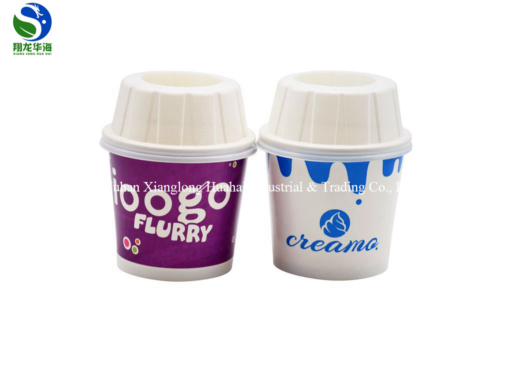 Tight Lid Sealing Paper Ice Cream Cups 300ml Recycled Environmental Friendly
