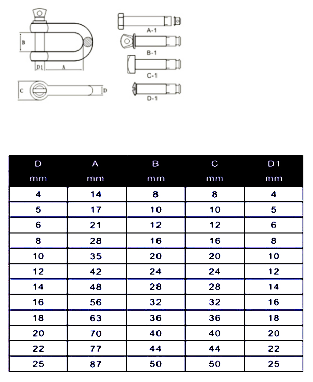 Stainless Steel Screw Pin D Shackles