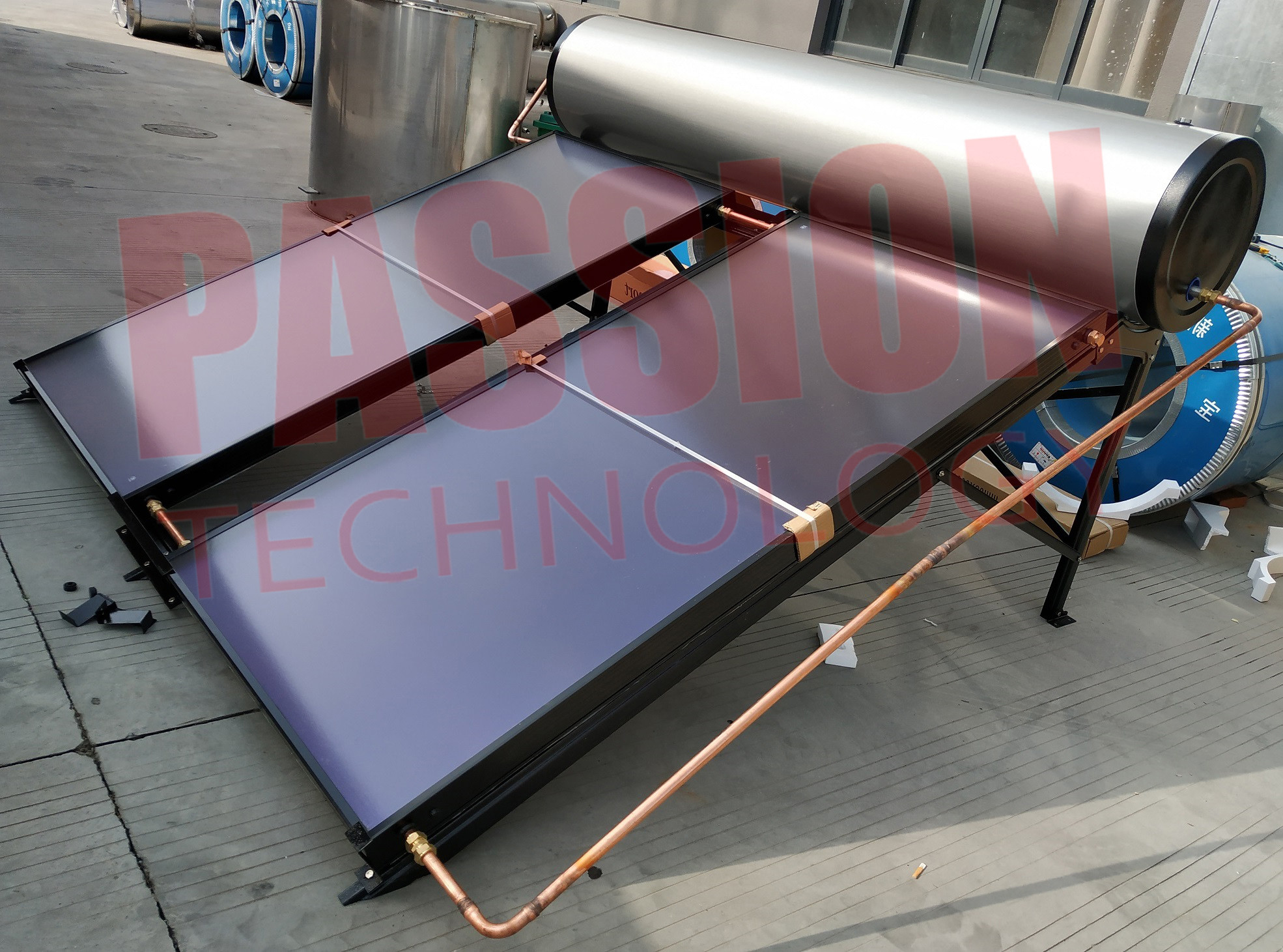 Compact Pressurized Flat Plate Solar Water Heater Blue Coating Flat Plate Solar Collector