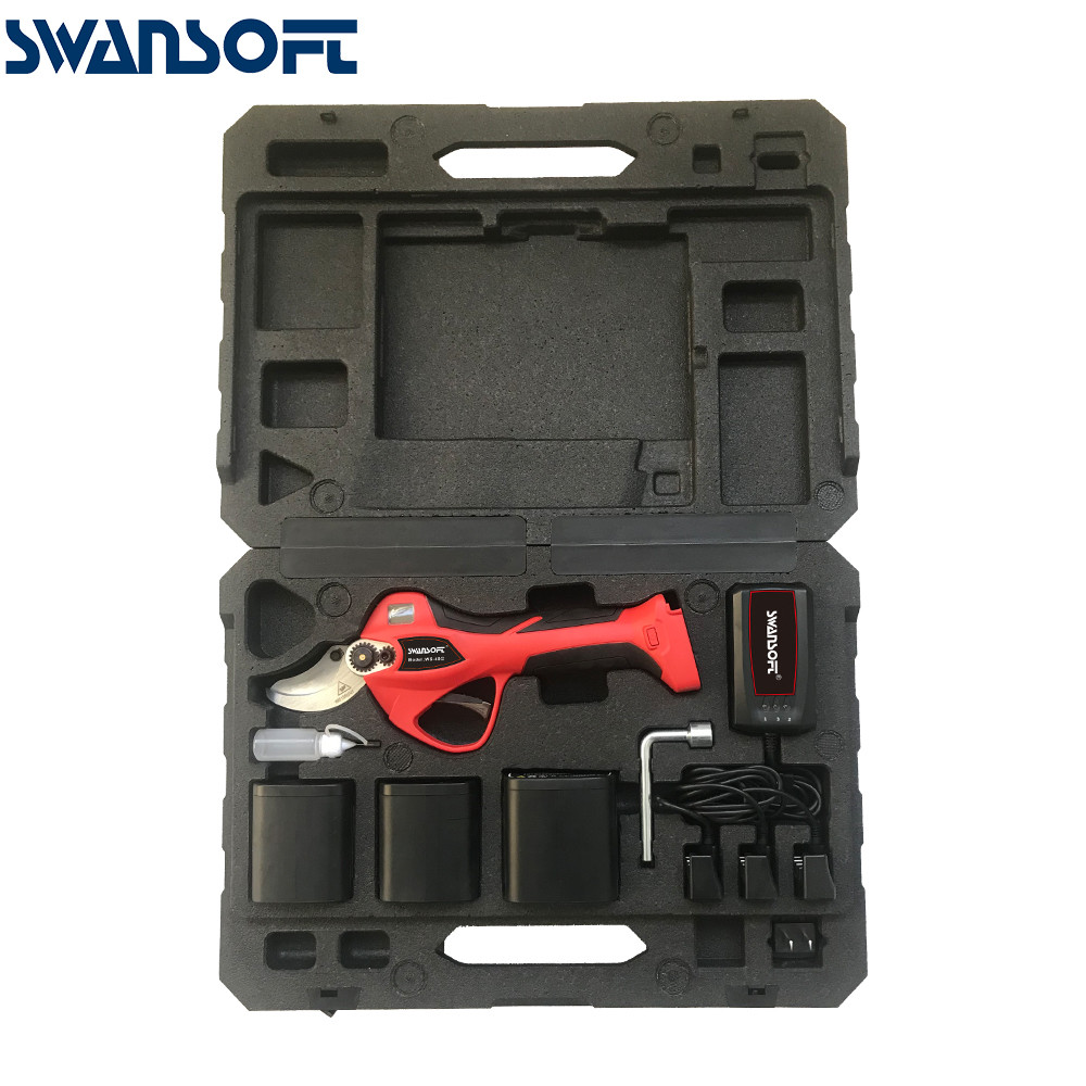 Swansoft New Designed Li-ion Battery Powered Tree Branch Cutting 4.0CM Electric Pruner with LED