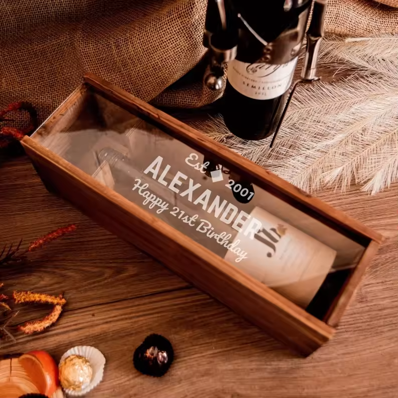 Customized Color Vintage Wooden Wine Case Wine Crate With Lid Clear Acrylic