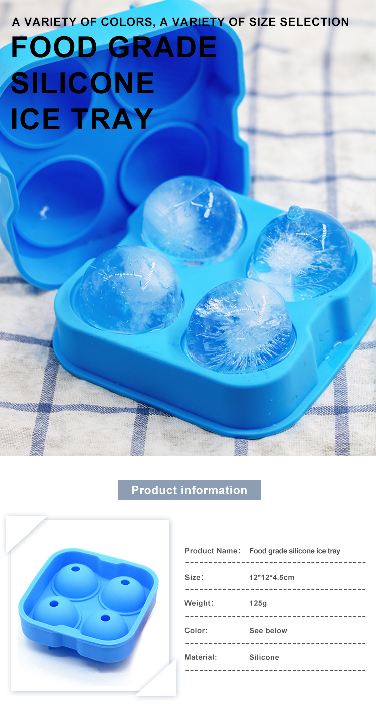 Sustainable Food Grade Silicone Ice Mold With 4x4.5cm Ball Capacity