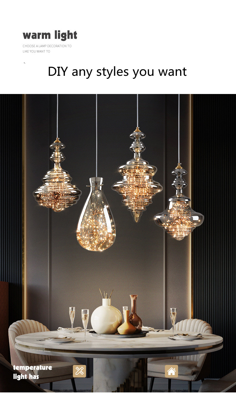 Decoration Glass Hanging Lamp for Dining Room Kitchen Bar LED Stars Glass Chandelier(WH-GP-175)