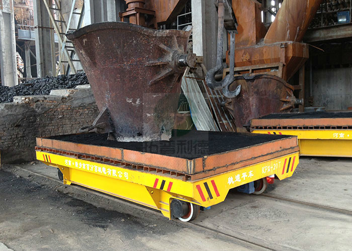 35 Ton Metallurgy Industry Motorized Steerable Rail Transport Car For Slag Scrap Handling