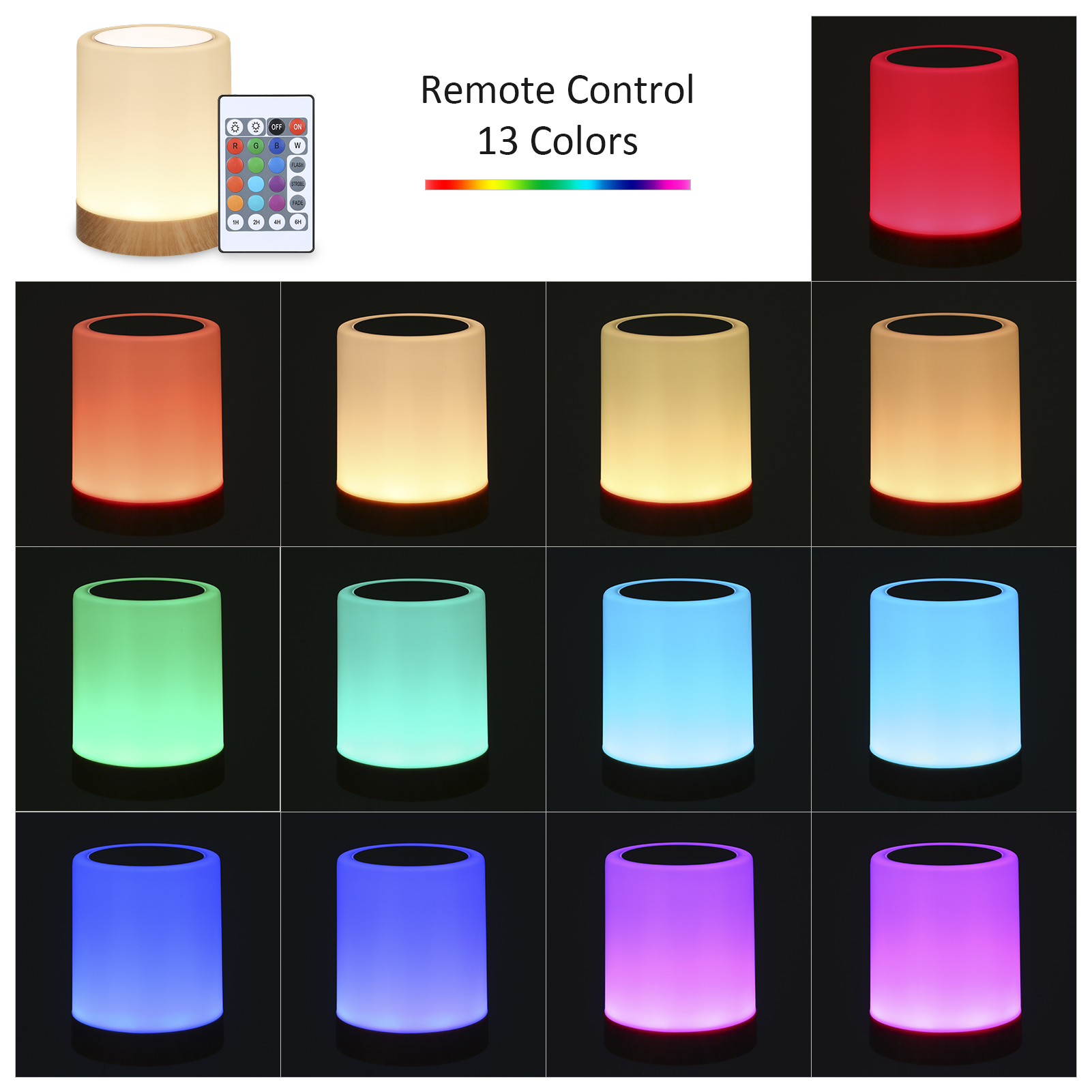 Seven Color Touch Night Light With Remote Control Alarm Clock Multifunctional