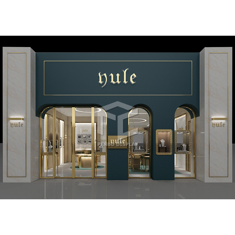 Custom Luxury Jewelry Store Showcase Furniture Electroplated Brushed