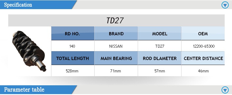 Engine Parts NISSAN TD27 Crankshaft 12201-67001 12200-65300