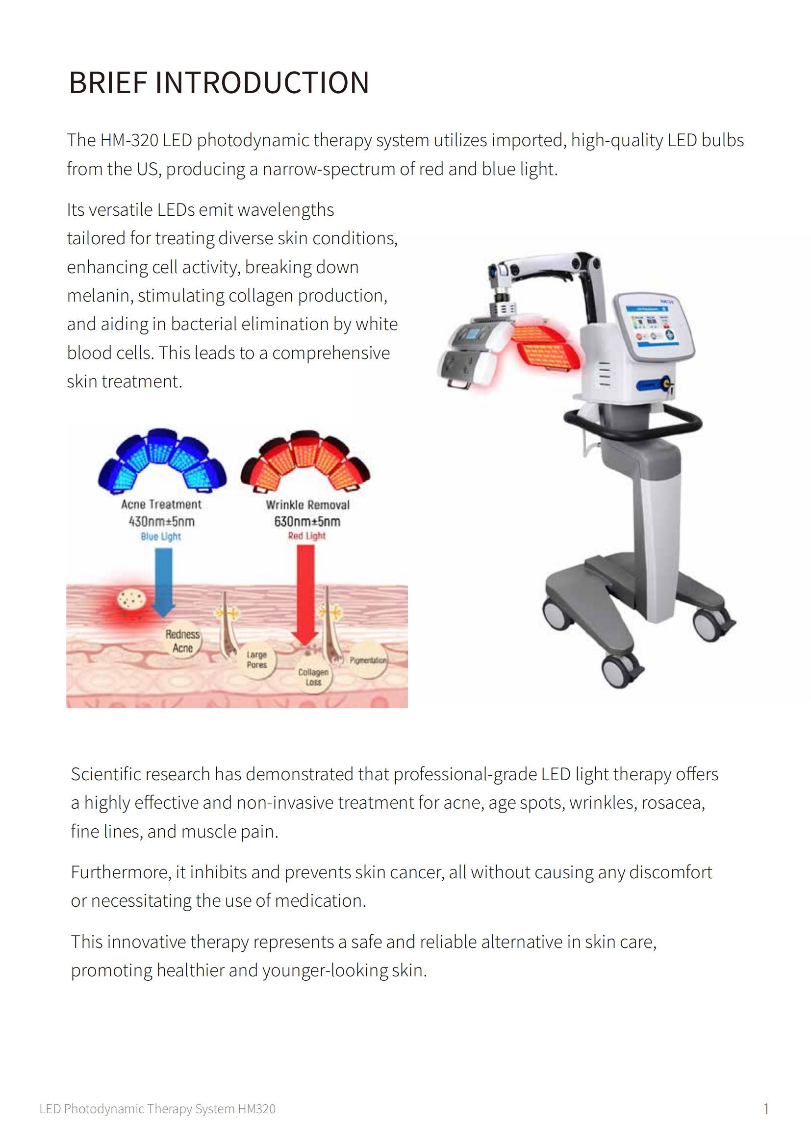 Professional 300W Standing LED Light Therapy Machine for Photodynamic Skin Rejuvenation and Acne Treatment