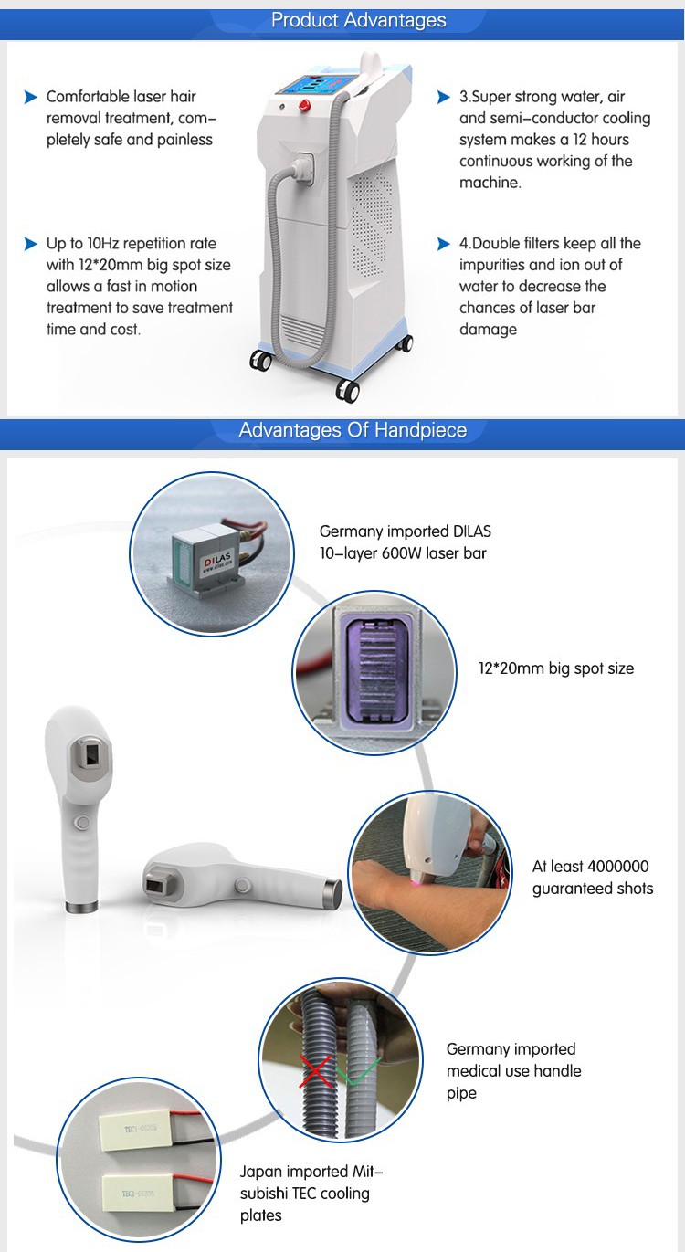 Newest 808 Diode Laser Hair Removal Equipment , Pain Free