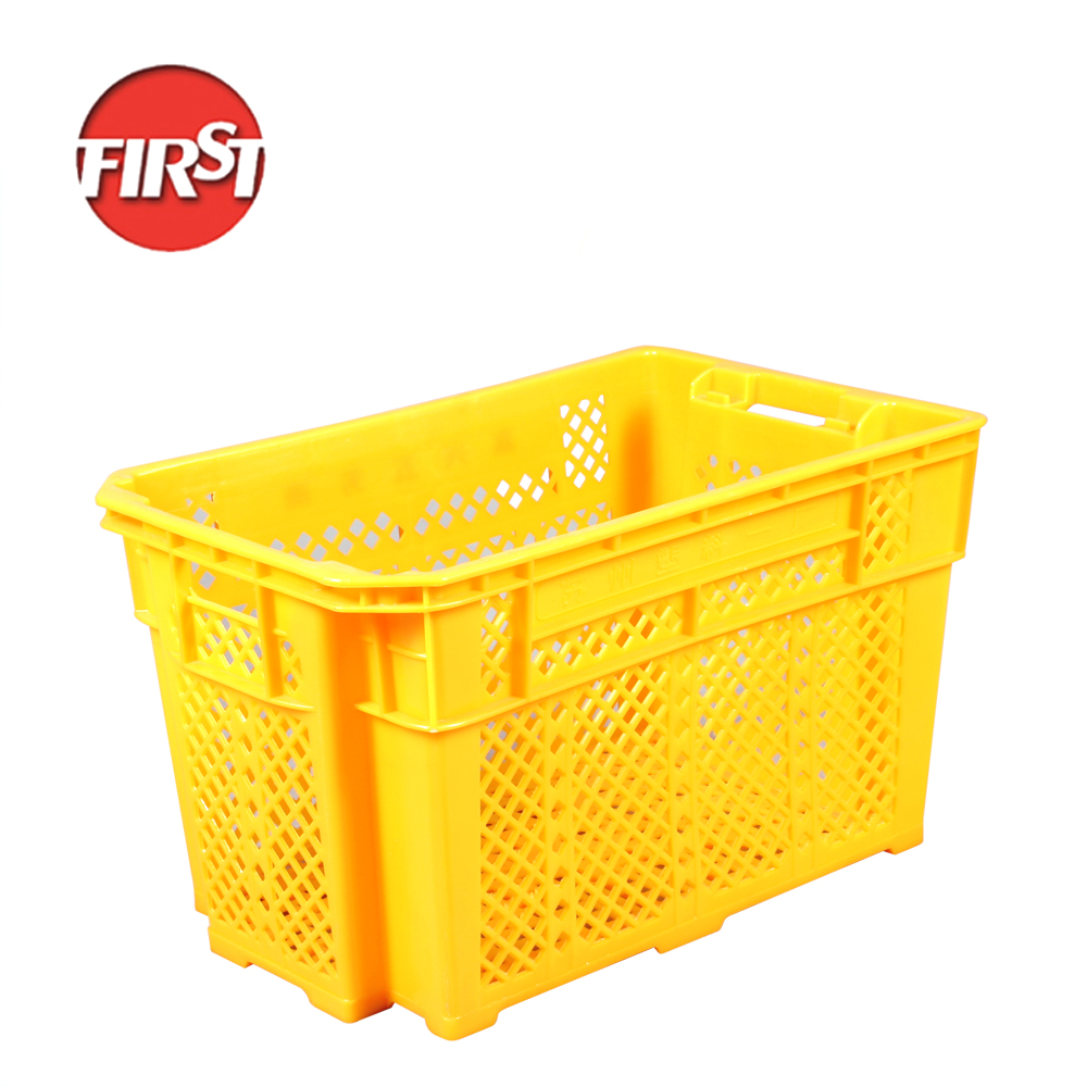 Fruit And Vegetable Folding Plastic Crates Heavy Duty Stackable Vented