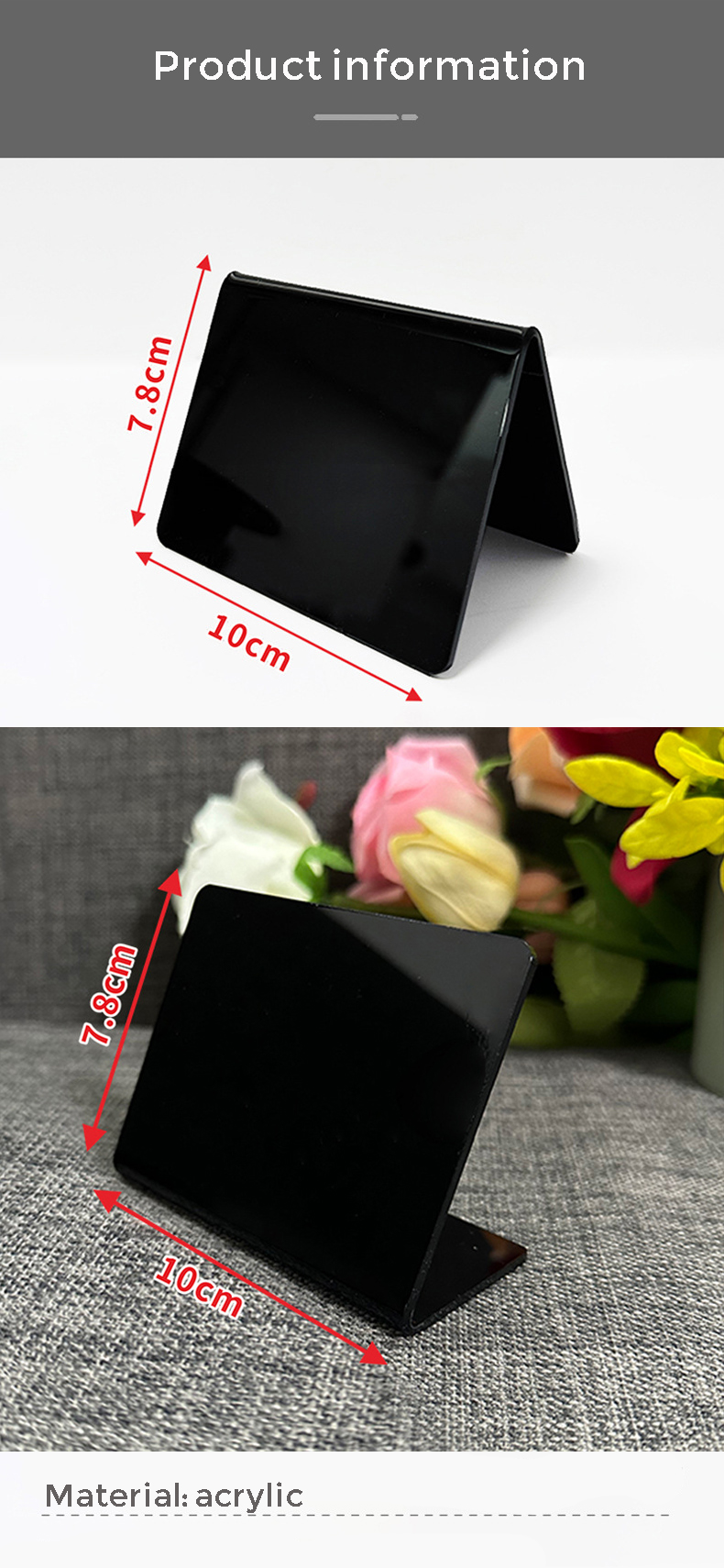 Food Mini Acrylic Sign Holder PVC Small Black Chalk Boards Customizable