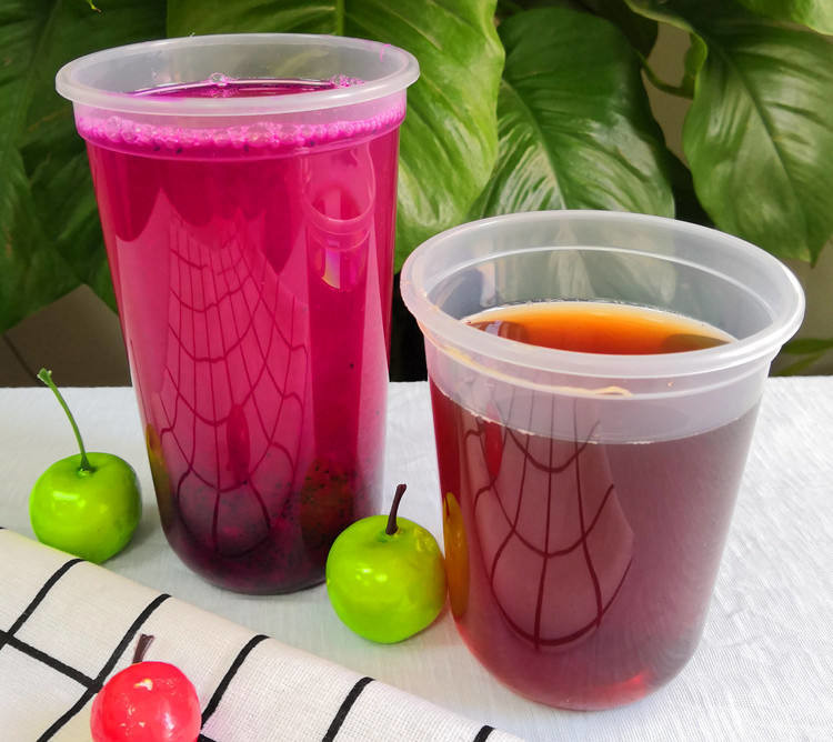 Clear Takeaway Disposable Plastic Cups Thickened U-Shaped 95 Calibre 500ml With Lids