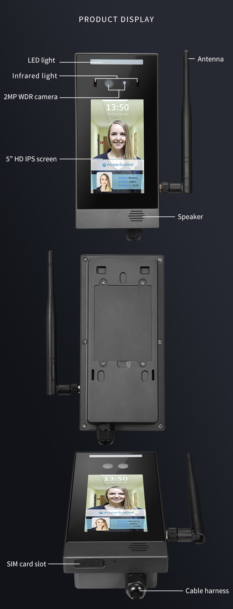 2M Real Time Face Recognition Attendance Machine With 4G Sim Card Slot