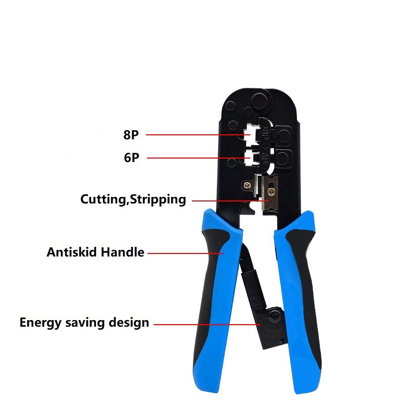 N568R Crimping Plier Network Cable Accessories Rj11 Rj12 Rj45 Blue Carbon Steel