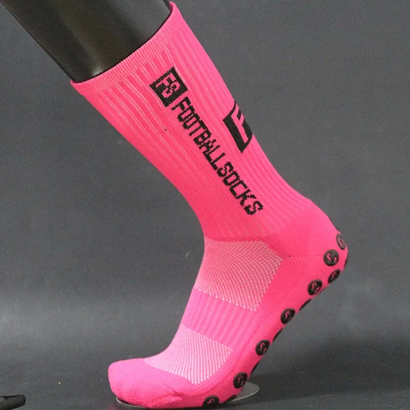 Youth Football Socks with Non-Slip Grip and Customized Logo in Woven Polyester Fibre