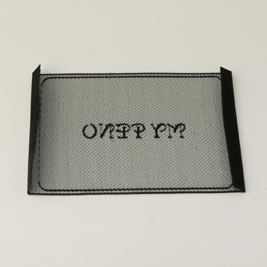 Charm Damask Woven Label End Folded For Garment , Custom Fabric Tags