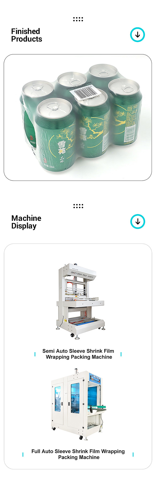 Plastic Pe Film Shrink Packaging Machine 750mm Full Automatic Water Bottle