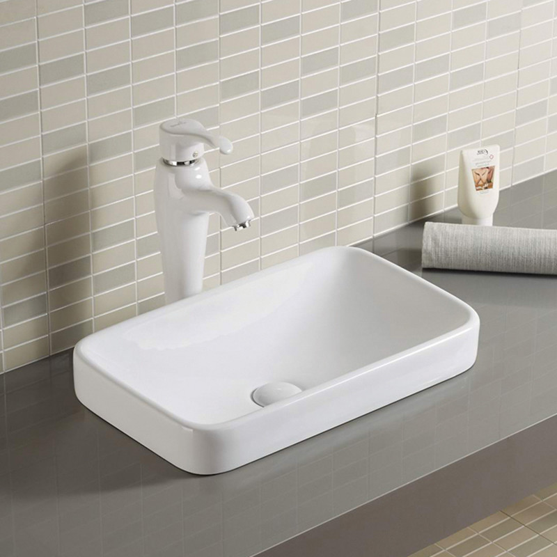 High-Temperature Firing Rectangular Table Top Wash Basin Custom Ceramic Sink