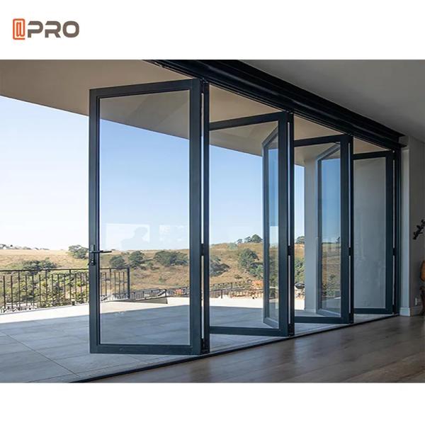 Customized Outdoor Aluminum Sliding Folding Doors With Built In Blinds Bifold