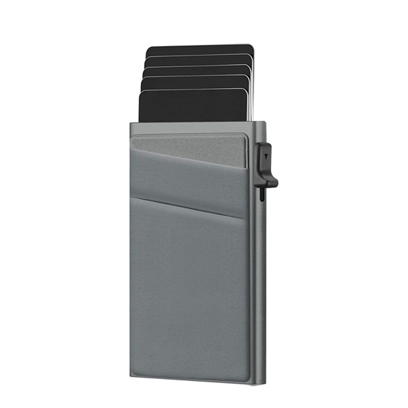 Fashion Style Auto Pop up Minimalist Business RFID Blocking Credit Card Holder Wallet with Money Pocket