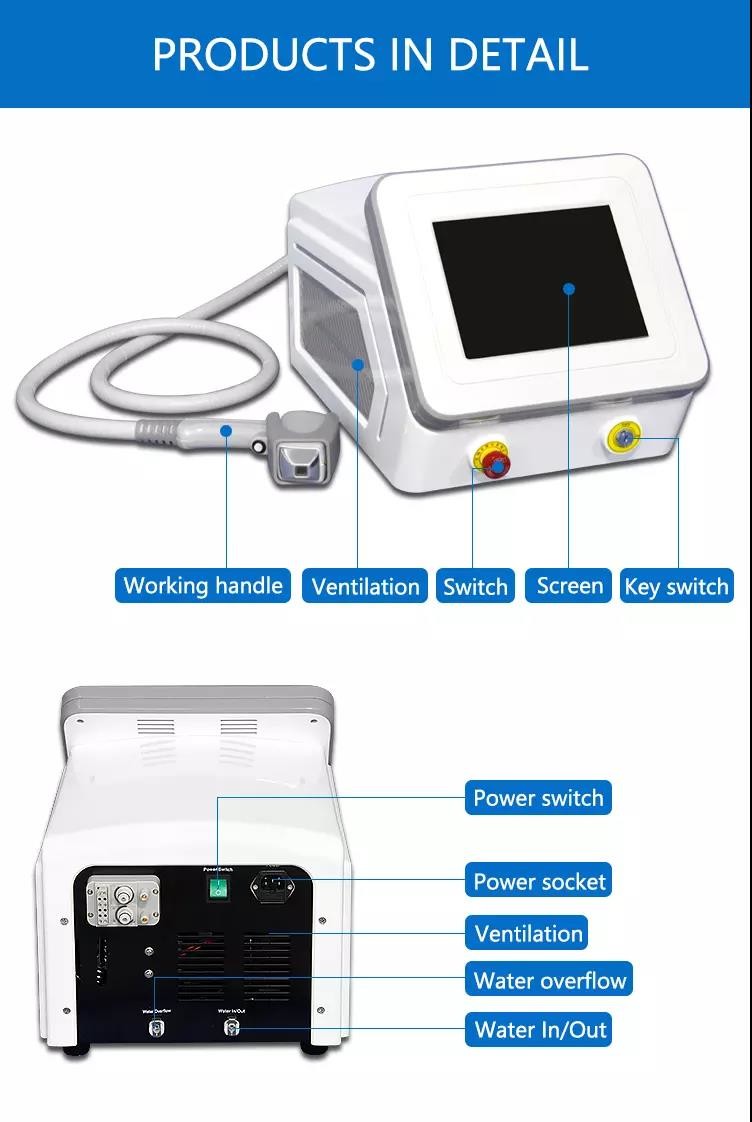 Portable Big spot size 3 wave length 755nm 808nm 1064nm diode laser for Hair Removal beauty device LF-646A